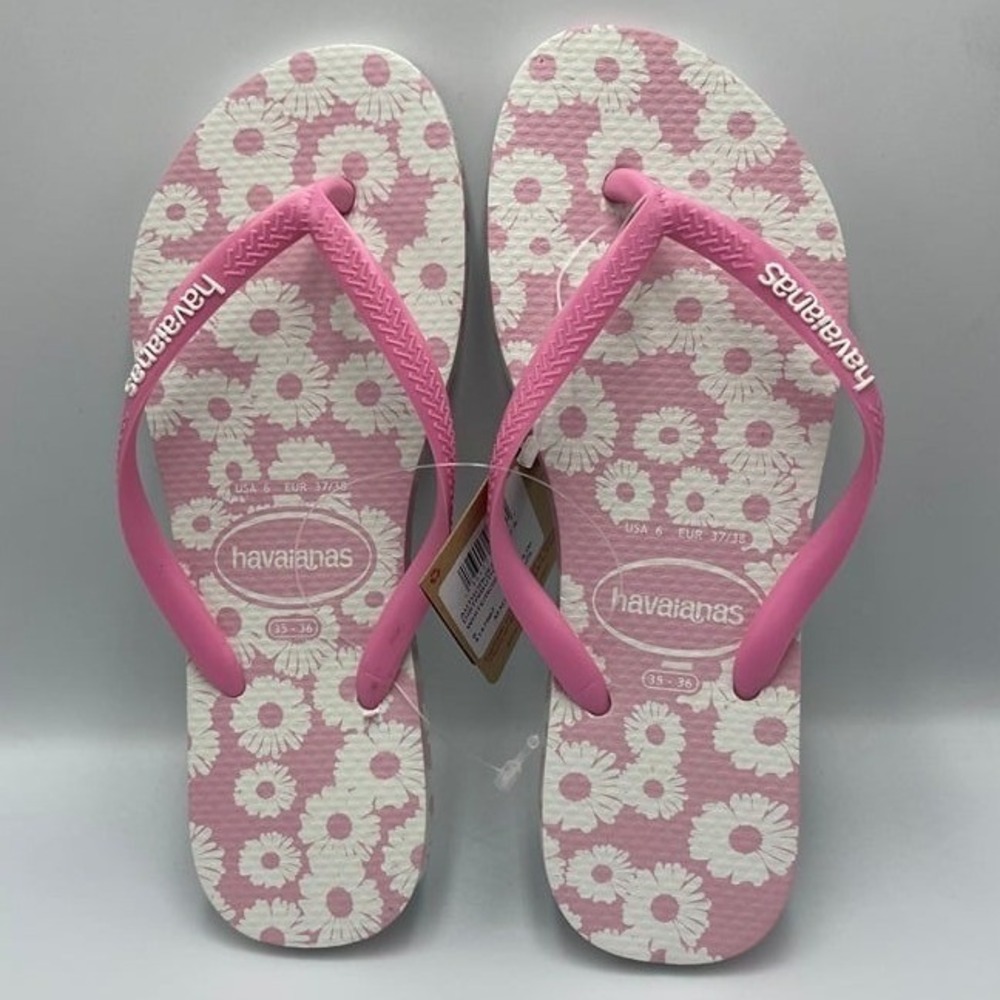 SLPR0017 W's 6 Havaianas Slim Daisy Floral flip flops sandals